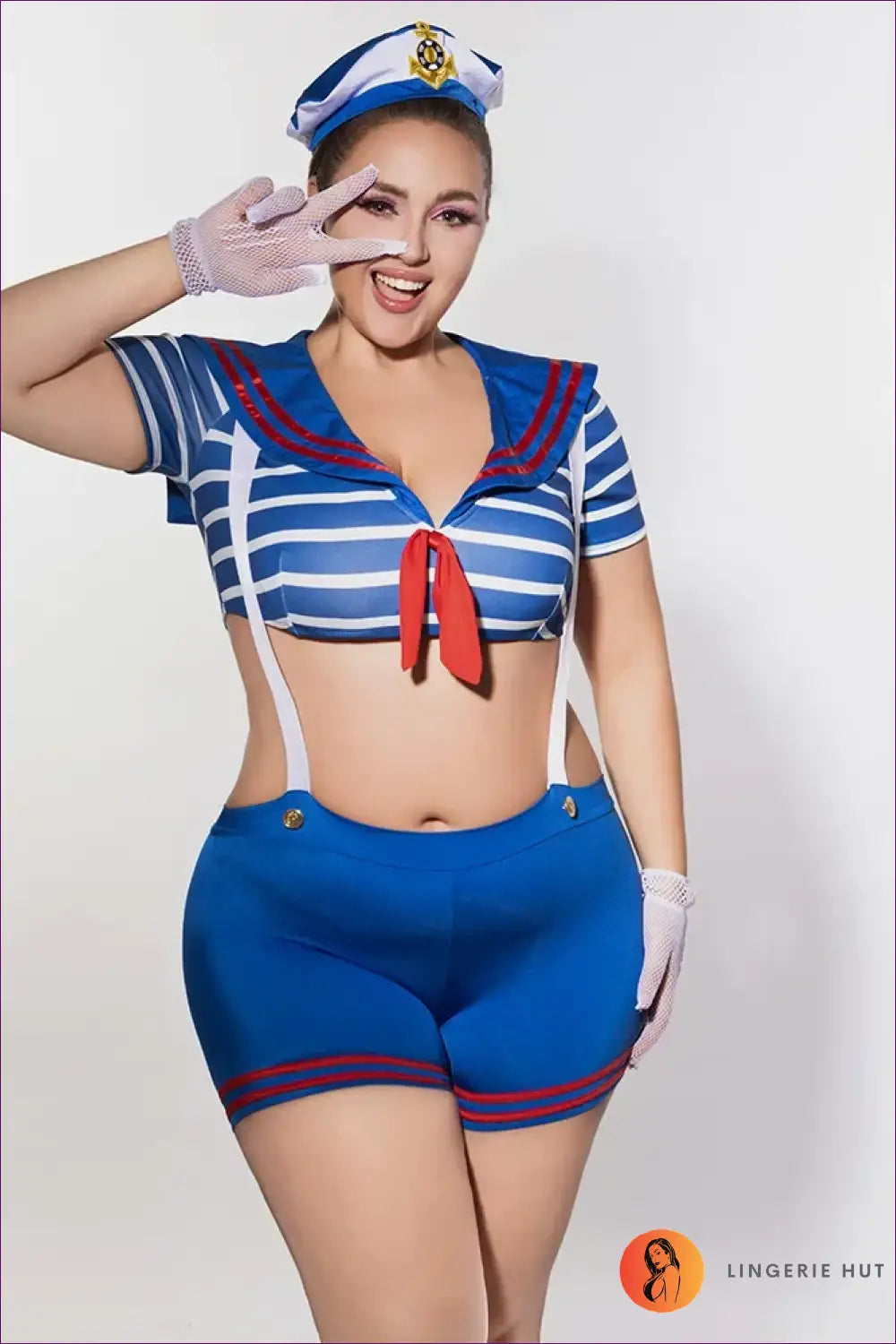 Sailor Costume with Suspender Strap Shorts - Cheerful Confidence - 01 / Xxl - Halloween • just in • Party • Role Play