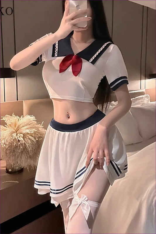Sailor Student Costume Set - Playful Anime Inspiration - Outfit - Lingerie Hut - Casual • Everyday • Mini • Navy