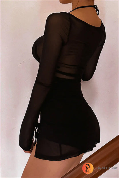 Sassy Black Mesh Mini Dress - Bold And Playful