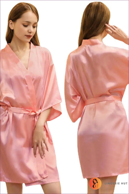 Elevate Your Loungewear With Our Satin Belted Short Sleeve Robe. Luxurious Satin, Tie Waist Belt, And Chic