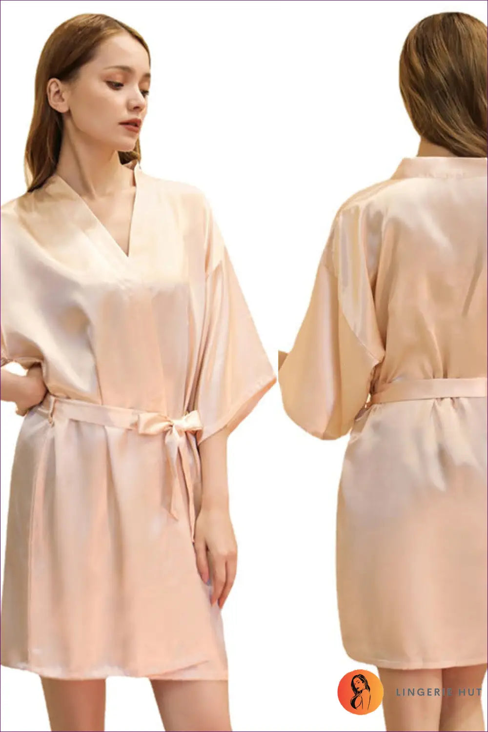 Elevate Your Loungewear With Our Satin Belted Short Sleeve Robe. Luxurious Satin, Tie Waist Belt, And Chic