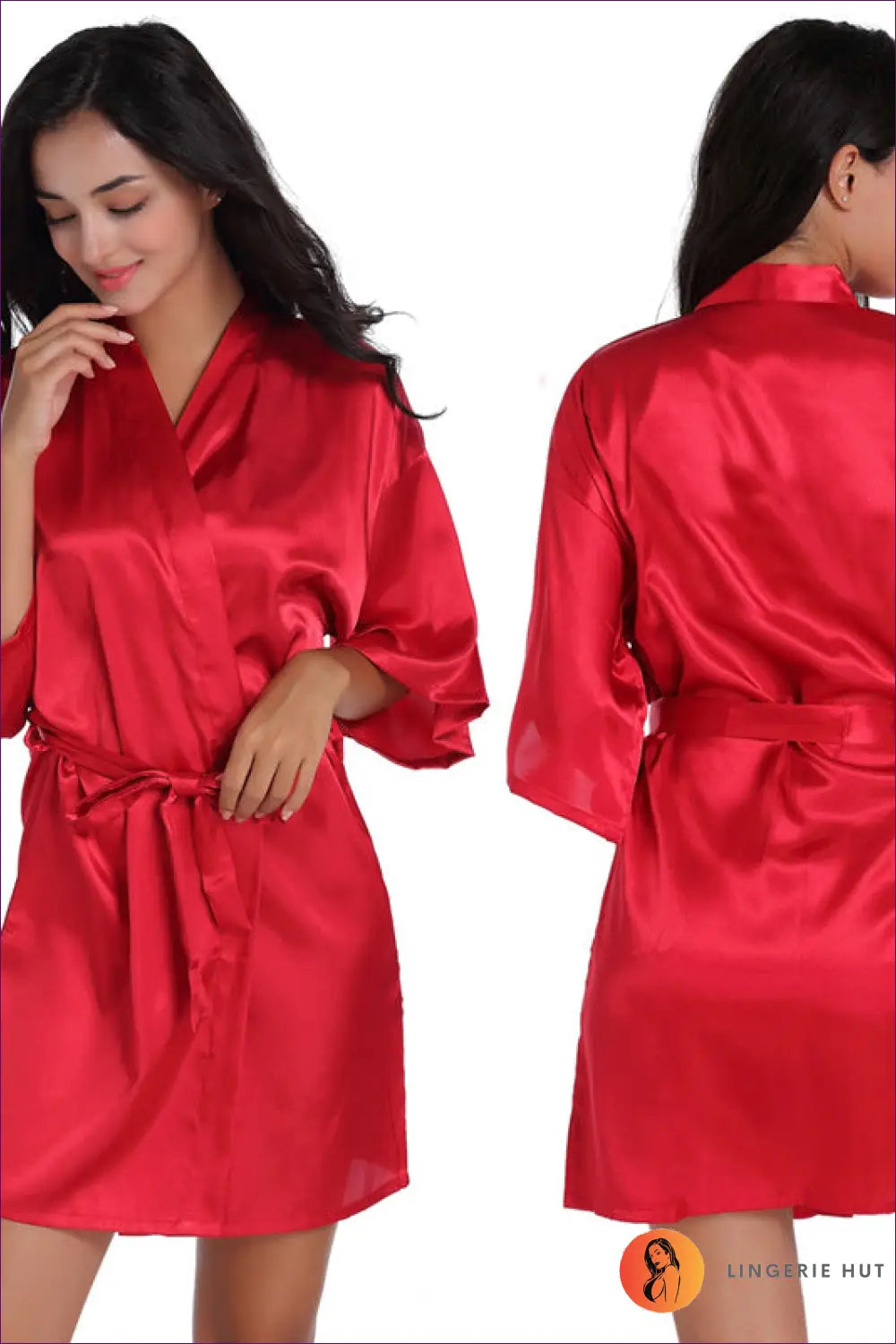 Elevate Your Loungewear With Our Satin Belted Short Sleeve Robe. Luxurious Satin, Tie Waist Belt, And Chic