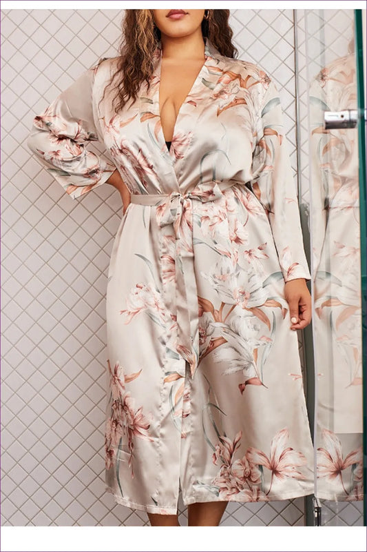 Are You Ready To Elevate Your Lounging Experience? Let’s Embrace Tranquility Together! 🌸🌙 Satin Blossom Robe -