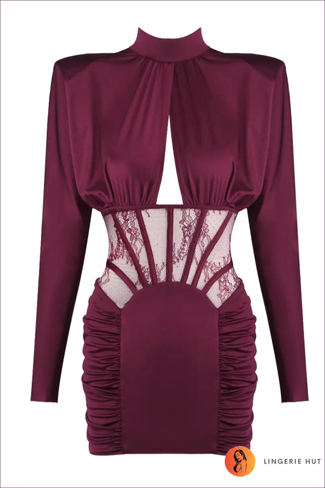 Satin Bodycon Dress with Lace Corset Panel - Night-Out Luxe