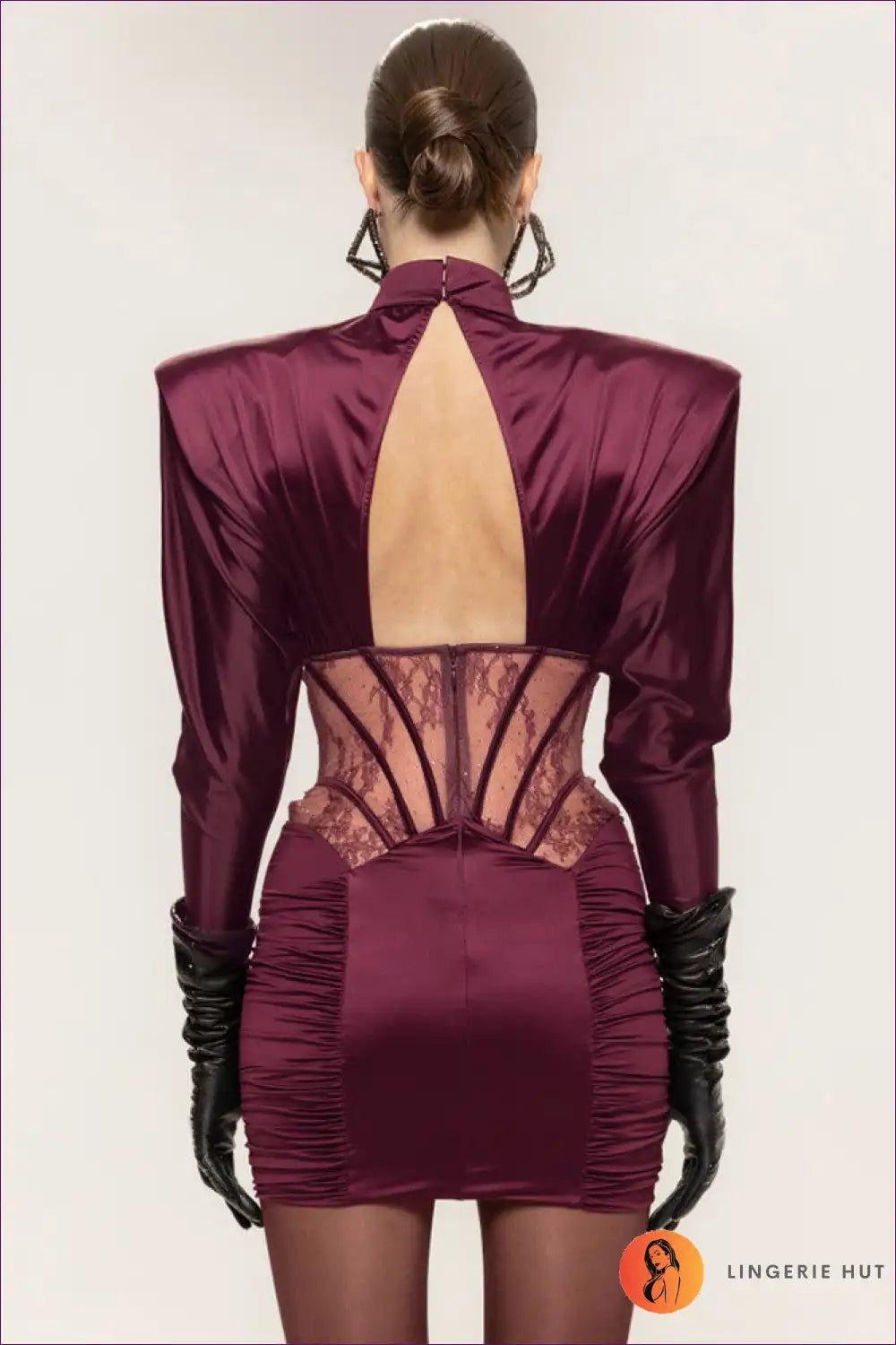 Satin Bodycon Dress with Lace Corset Panel - Night-out Luxe for Bodycon, Clubwear, Corset, Date Night,