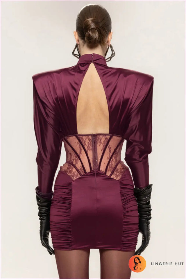 Satin Bodycon Dress with Lace Corset Panel - Night-Out Luxe