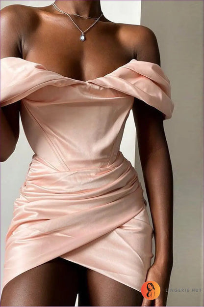 Satin Bodycon Mini Dress with Lace - Summer Evenings Sorted - s / Pink - Dresses - Lingerie Hut - Casual • Evening Wear