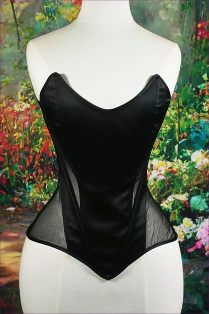 Satin Boned Corset Top with Cat Eye Shape - Modern Bridal Glam for Bridal, Corset, Crop, Date Night, Evening