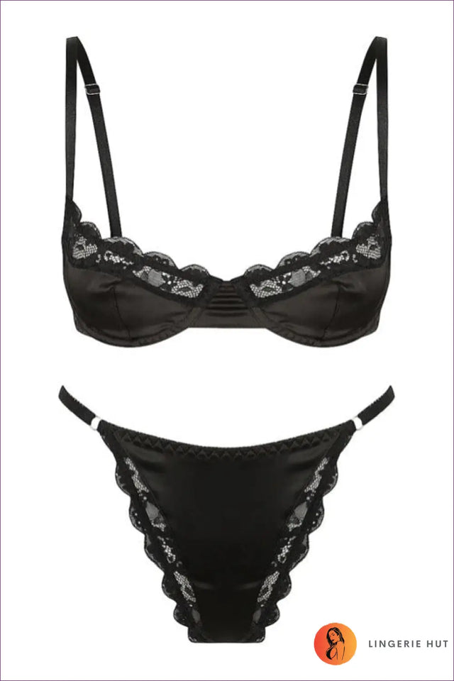 Satin Bra Set with Lace Trim - Romantic Bridal Mood