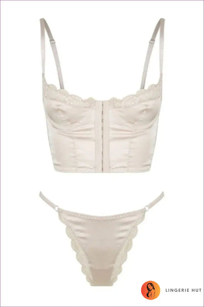 Satin Corset Bra Set with Lace Trim - Modern Romance for Boudoir, Set, Corset, Date Night, Everyday