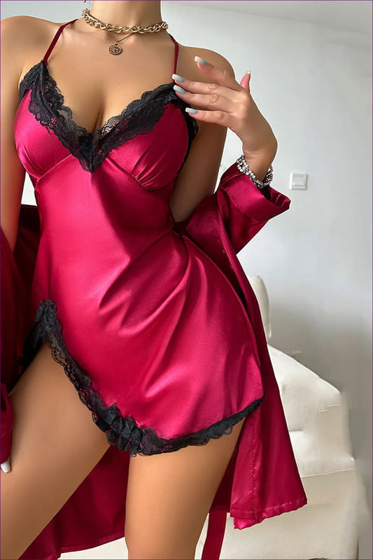 Indulge In The Seamless Blend Of Comfort And Seduction With Lingerie Hut’s Satin Elegance Robe. Wrap Yourself