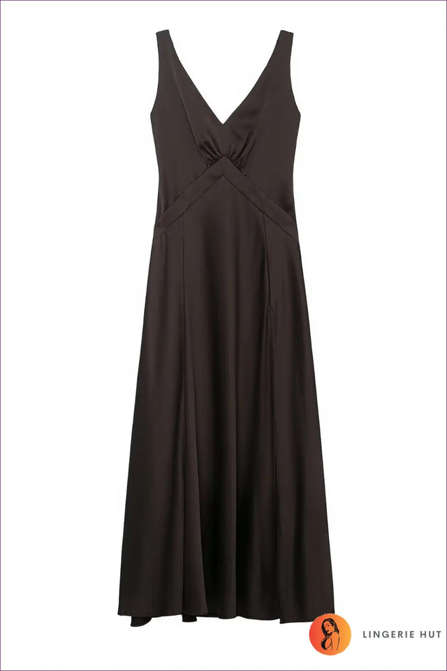Satin Maxi Dress With Draped Silhouette - Effortless Elegance