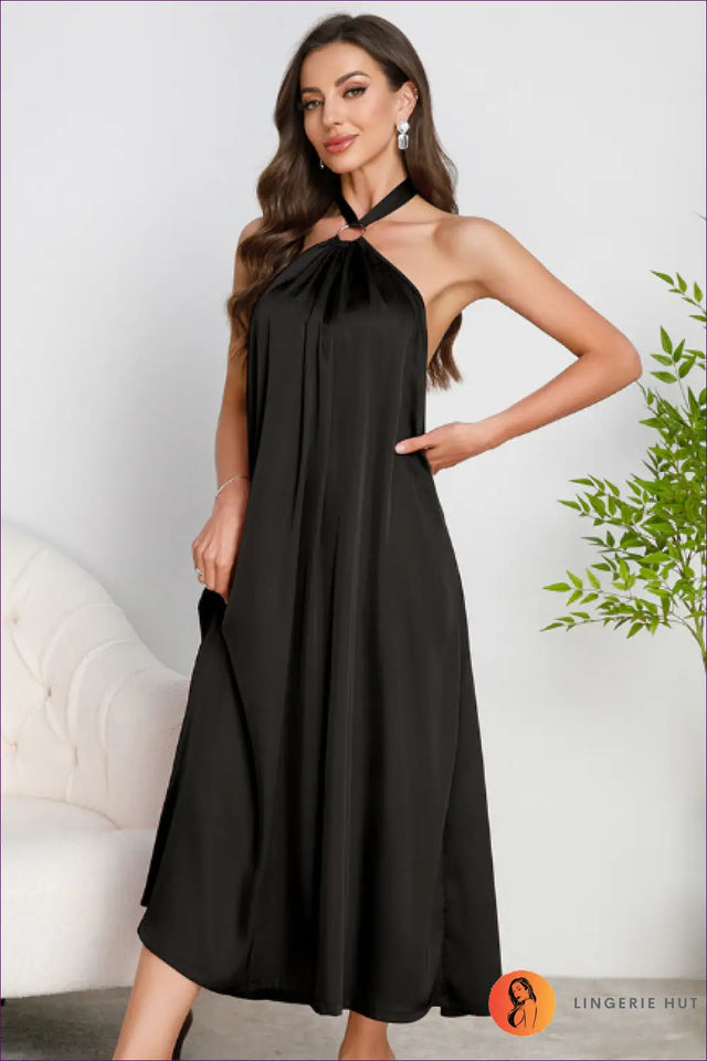 Satin Halter Midi Dress - The Bridal Morning Edit