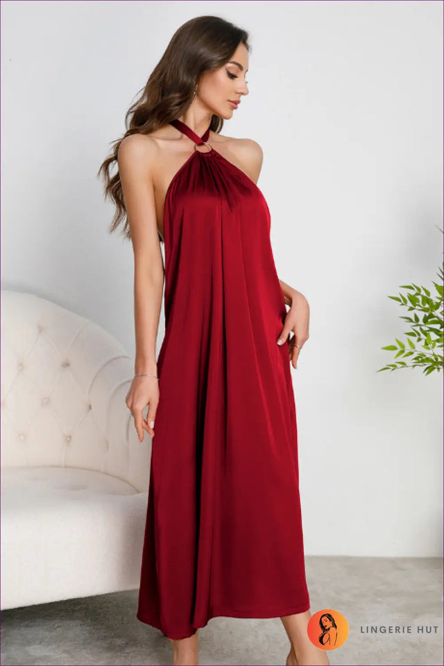 Satin Halter Midi Dress - The Bridal Morning Edit