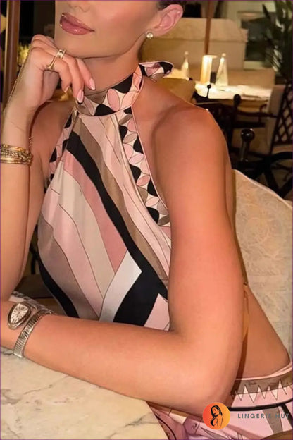 Satin Halter co Ord Mini Skirt Set - Summer Evenings Sorted - Lingerie Hut - Backless • Beachwear • Cutout • Evening