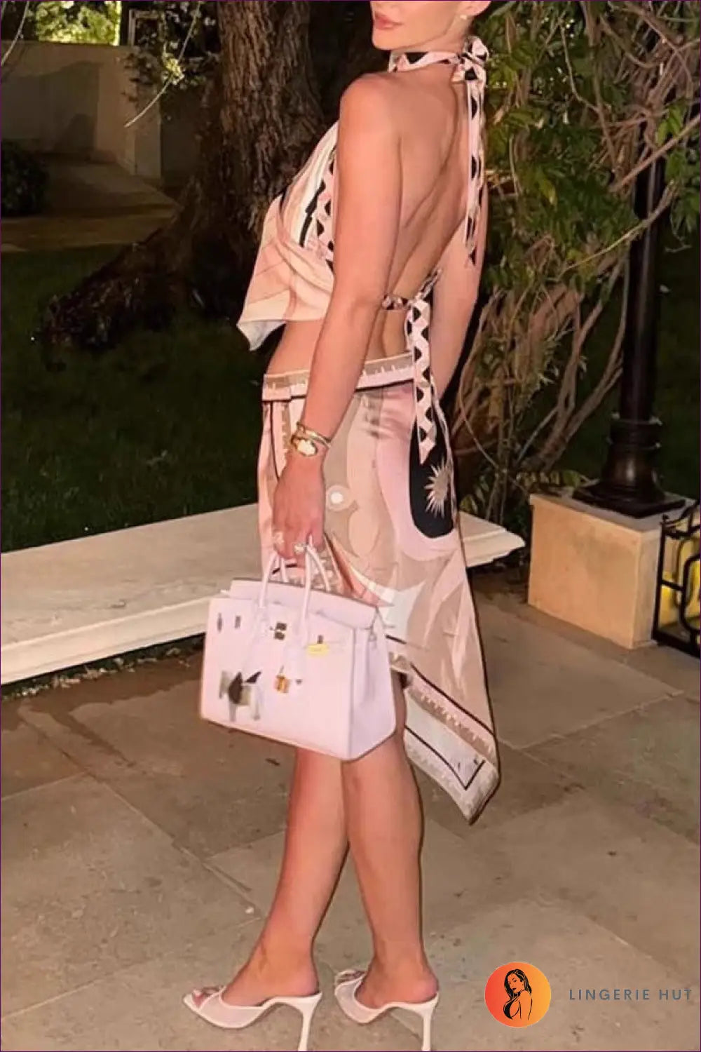 Satin Halter co Ord Mini Skirt Set - Summer Evenings Sorted - Lingerie Hut - Backless • Beachwear • Cutout • Evening