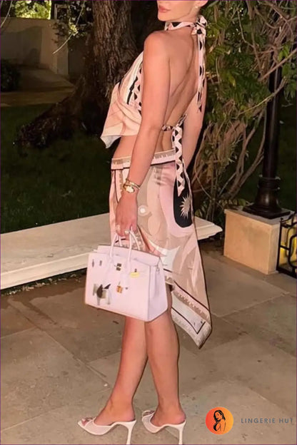 Satin Halter co Ord Mini Skirt Set - Summer Evenings Sorted - Lingerie Hut - Backless • Beachwear • Cutout • Evening