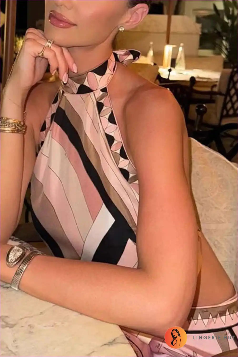 Satin Halter Top and Asymmetric Mini Skirt Two-piece Set for Backless, Beachwear, Evening Wear, Halter,