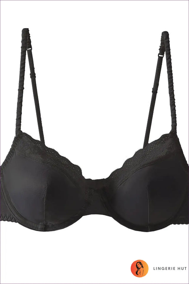 Satin Lace Bra Set with Glossy Finish - Effortless Elegance