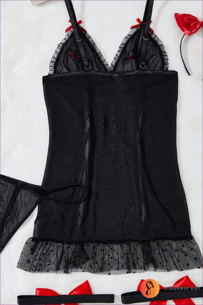 Satin Lace-up Babydoll - Playful Boudoir Energy - Lingerie Hut - Cutout • Date Night • Garter