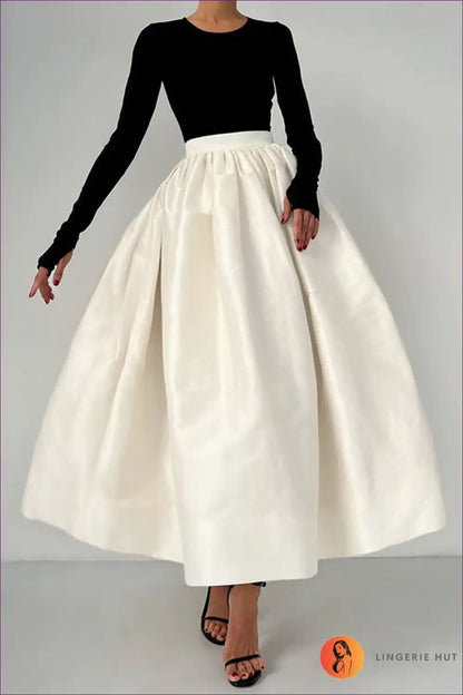 Satin A-line Maxi Skirt with Belted Waist - Elegant Occasions for A-line, All Season, Everyday, Formal Wear,