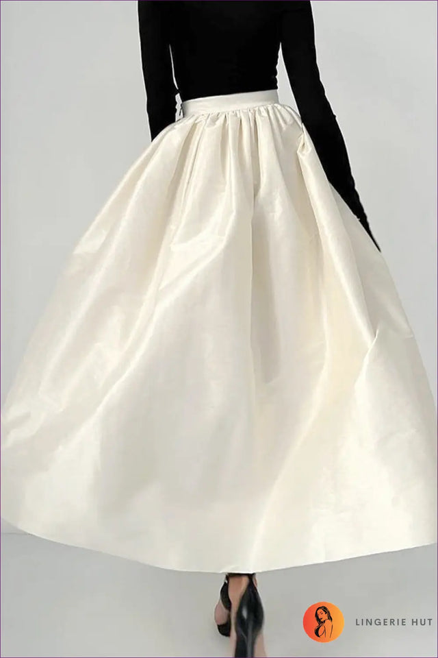 Satin Maxi A-Line Skirt with Belted Waist - Modern Glamour