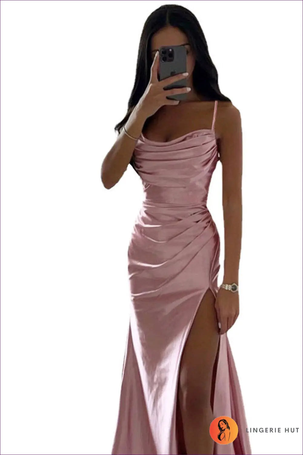 Satin Maxi Bodycon Dress - Understated Glamour - s / Pink - Dresses - Lingerie Hut - All Season • Evening Wear • Formal
