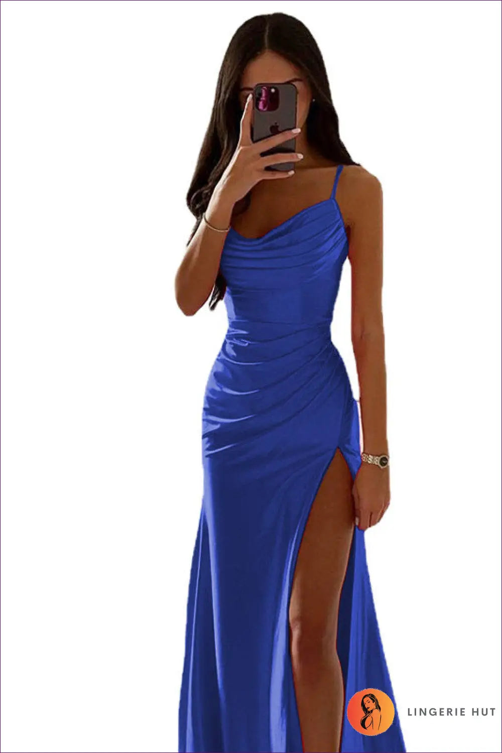 Satin Maxi Bodycon Dress - Understated Glamour - s / Blue - Dresses - Lingerie Hut - All Season • Evening Wear • Formal