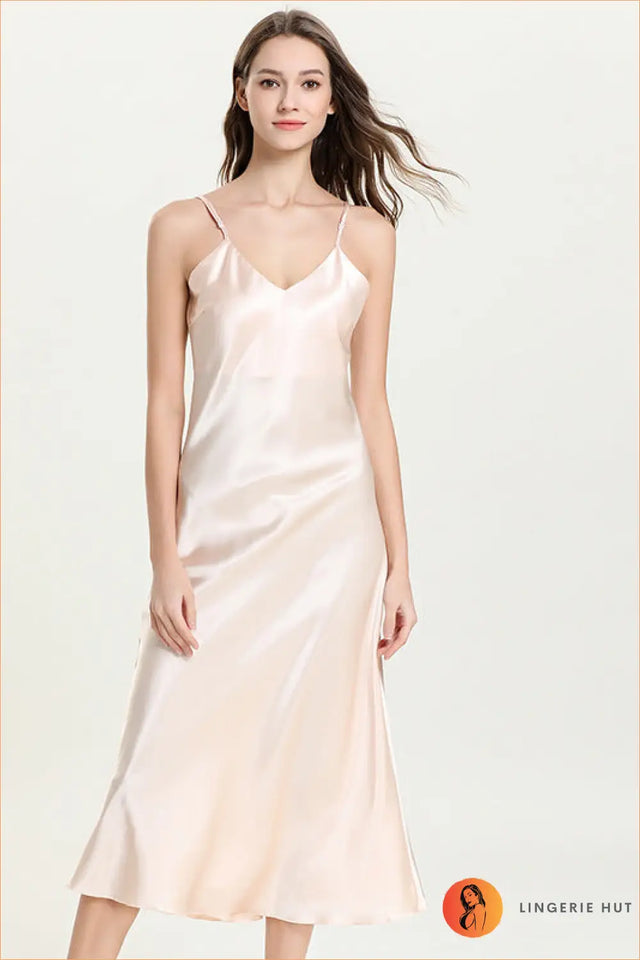 Satin Nightdress with V-Neck - Summer Evenings Sorted