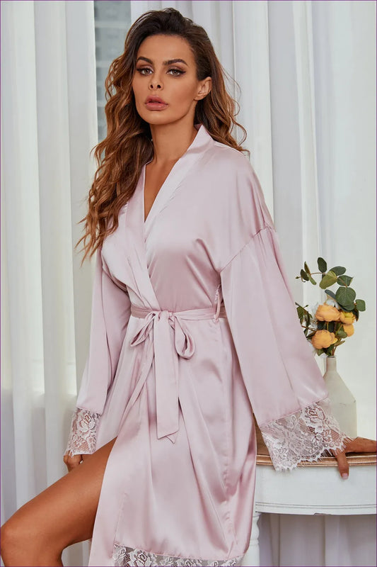 Embrace Everyday Luxury With Our Satin Serenity Robe! Perfect For All Seasons, This Elegant Robe Combines