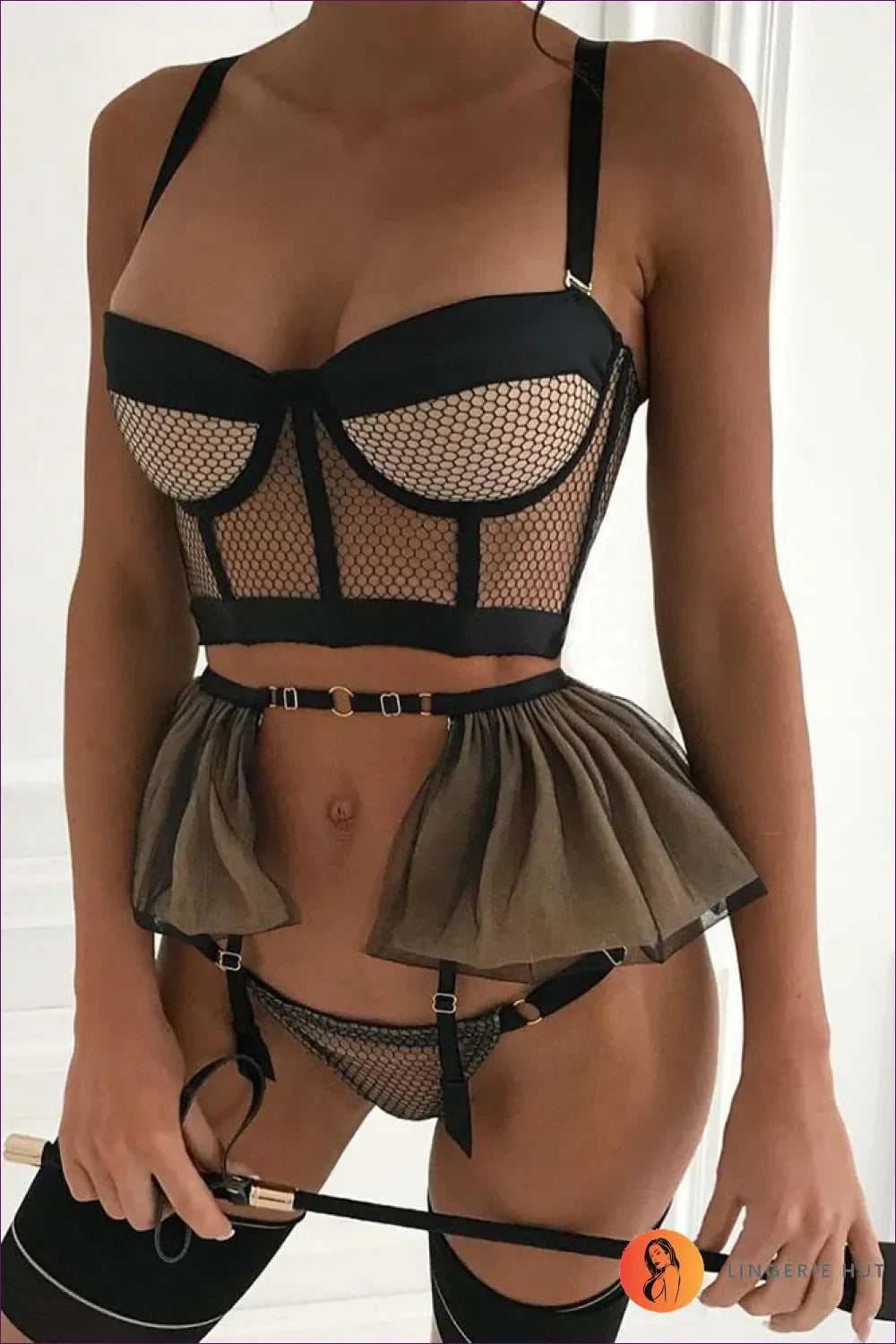 Indulge In Seductive Luxury With The Satin Sheer Ruffle Bra Set! Elevate Your Confidence And Charm This