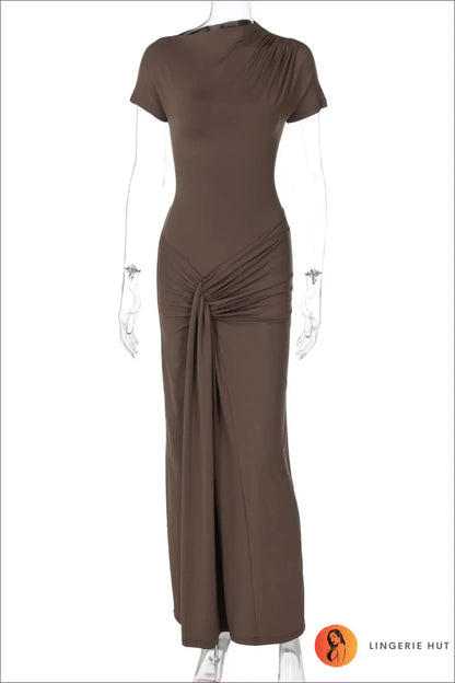 Scarlet Elegance Draped Maxi Dress - Timeless Glamour for Bodycon, Date Night, Dress, Everyday,