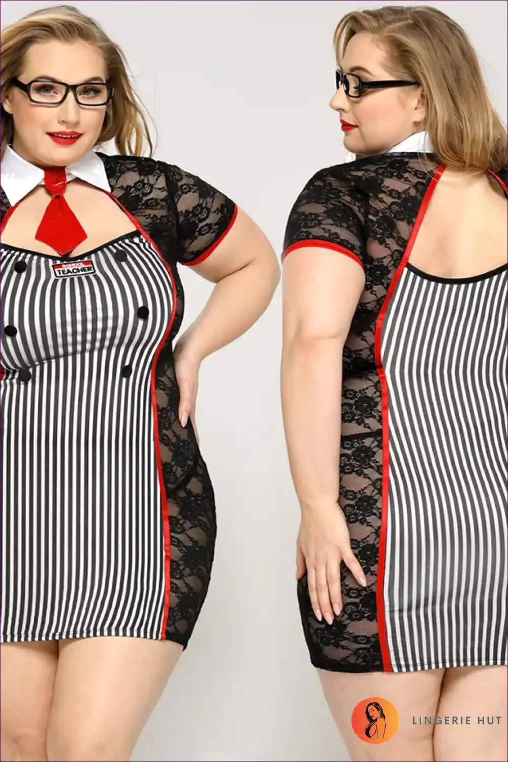 School Girl Costume with Plaid Skirt - Cheeky Classic Twist for Boudoir, Costume, Fishnet, just In, Lace