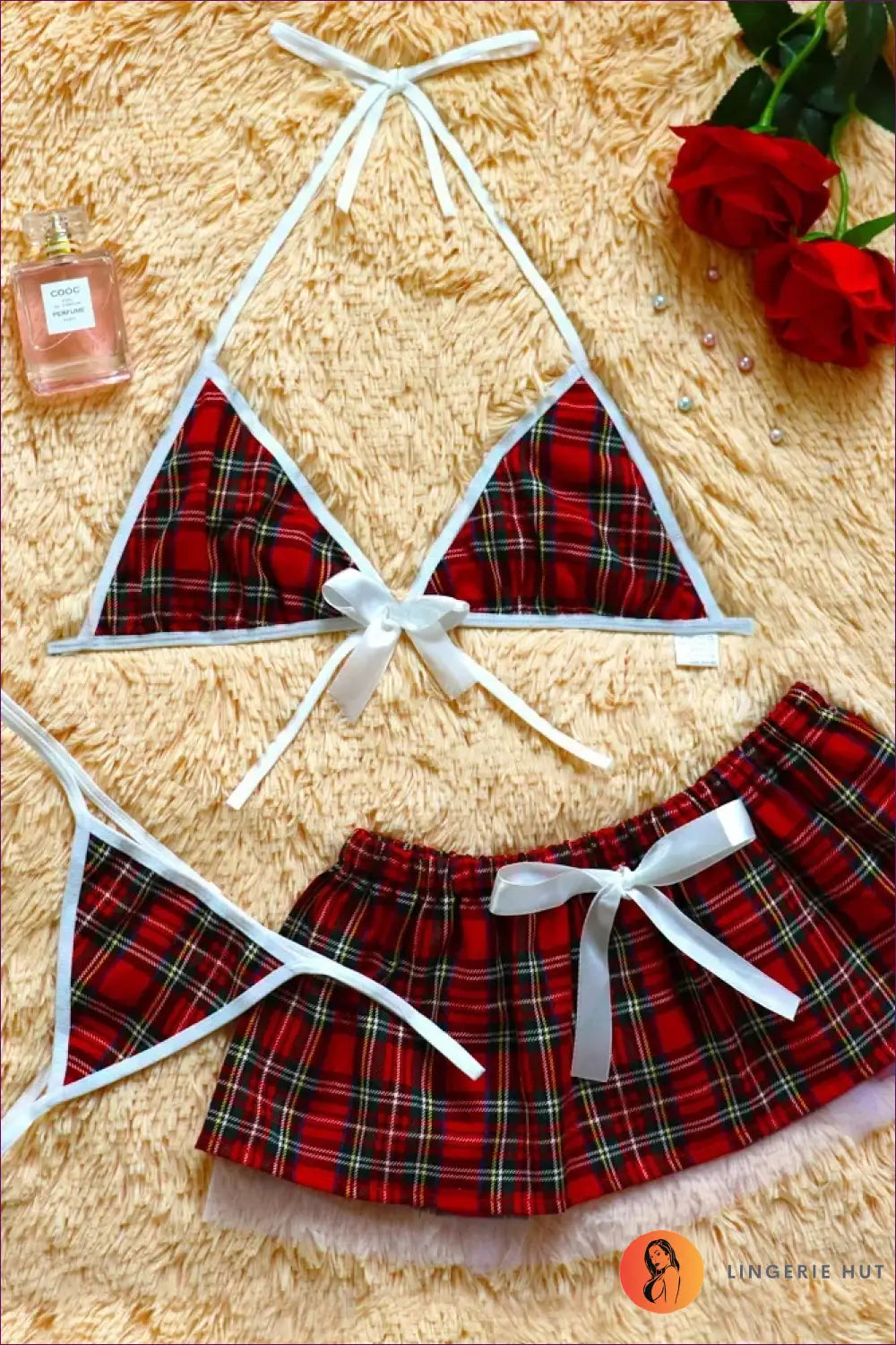 Schoolgirl Bikini Costume Set - Fantasy Roleplay Ready - Red / s - Lingerie Hut - Clubwear • Mini • Night out • Party