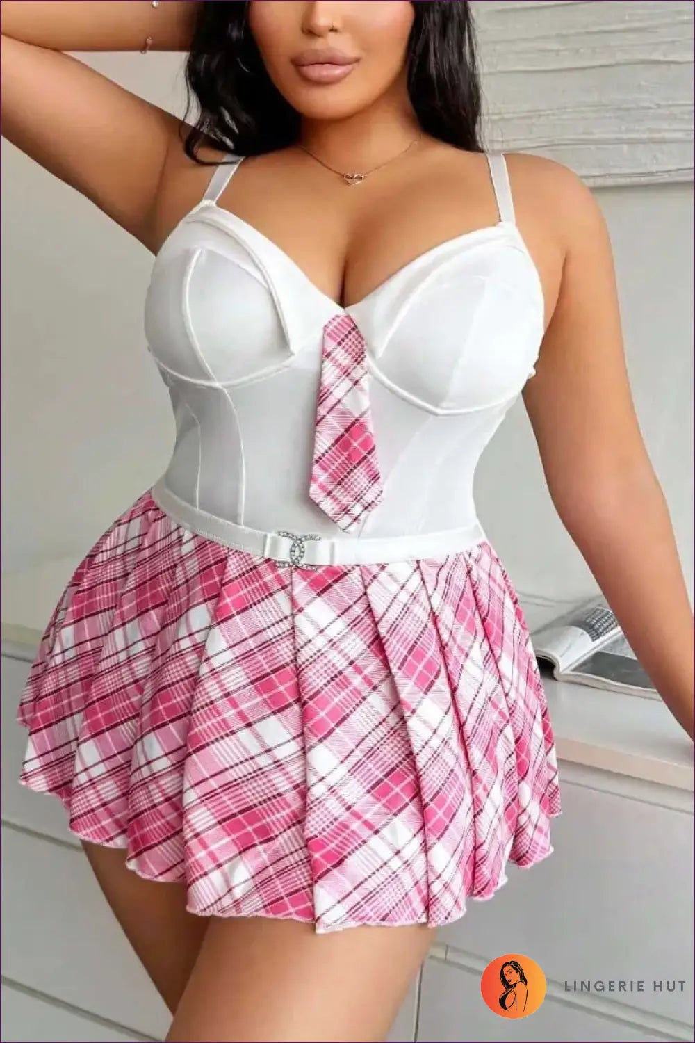 Schoolgirl Costume with Belted Bustier Top - Playful Sweetness - Halloween • just in • Party • Role Play - Lingerie Hut