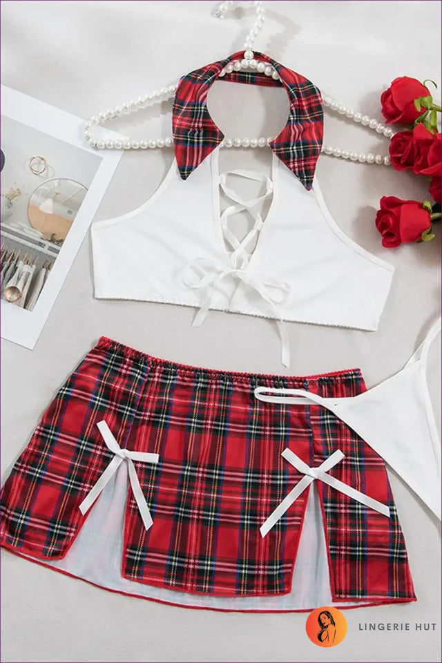 Schoolgirl Costume with Halter Crop Top - Fantasy Roleplay Ready