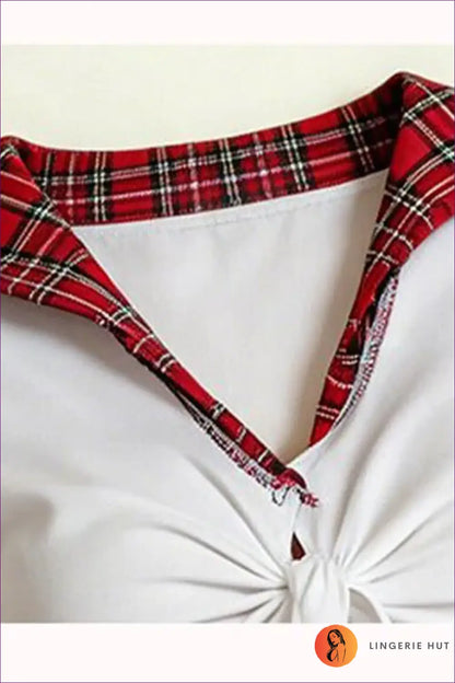 Schoolgirl Costume with Plaid Collar Crop Top - Marks Charm - Halloween • just in • Party • Role Play - Lingerie Hut