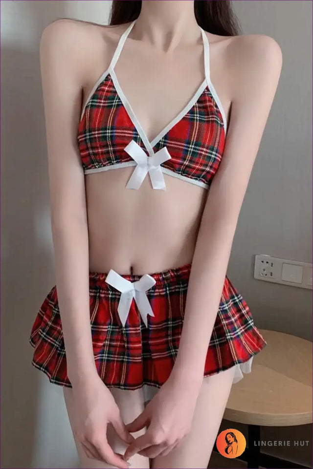 Schoolgirl Costume Set with Plaid Skirt - Fantasy Roleplay Ready
