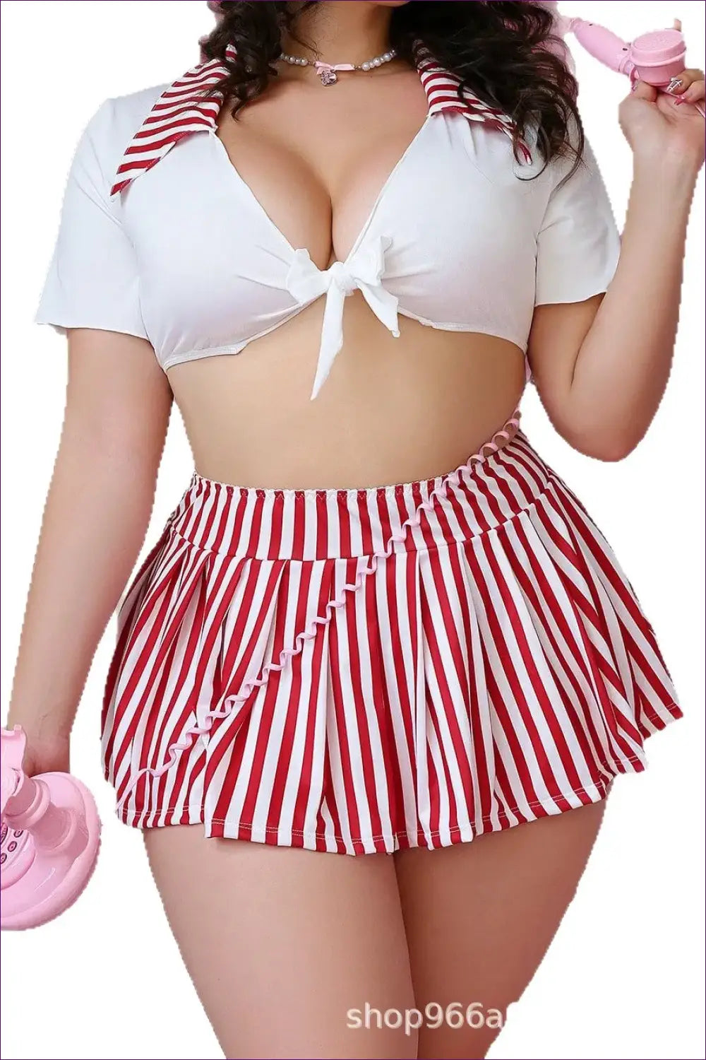 Schoolgirl Costume with Tie Front Crop Top - Playful Confidence - Halloween • just in • Party • Role Play - Lingerie Hut