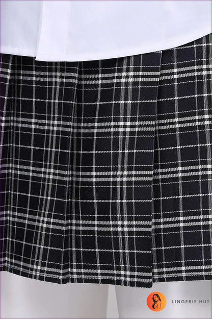 Schoolgirl Uniform Costume with Shirt & Plaid Skirt - Cosplay Classic for Casual, Costume, Everyday, Floral,