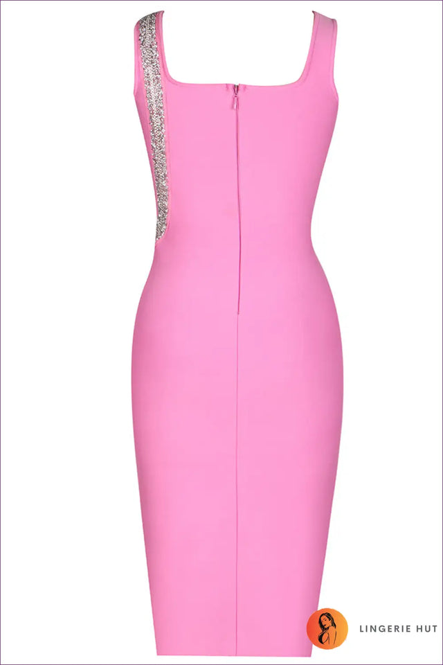 Knit Midi Bodycon Dress with Rhinestone Snake - Night-Out Drama