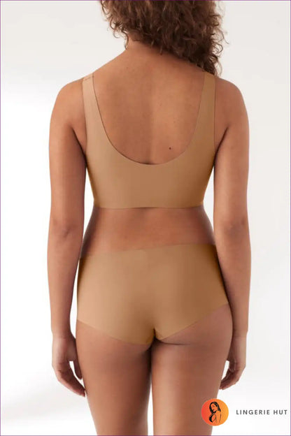 Seamless one Piece Wireless Bra and Hipster Set - Sleep to Street for All Season, Set, Casual, Cotton,