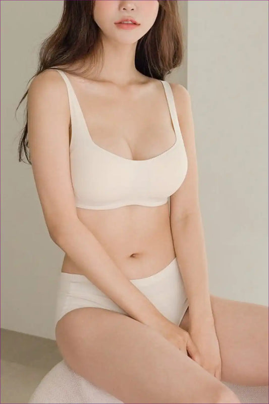 Seamless Square Neck Bra Set - Effortless Everyday Comfort for Set, Casual, Everyday, just In, Loungewear