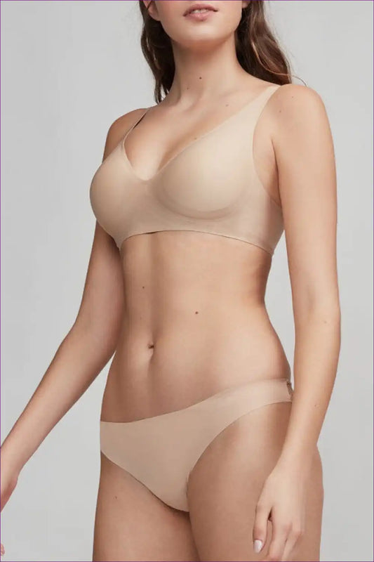 Seamless Triangle Bra Set with v Neck - Everyday Comfort for All Season, Set, Casual, Everyday,