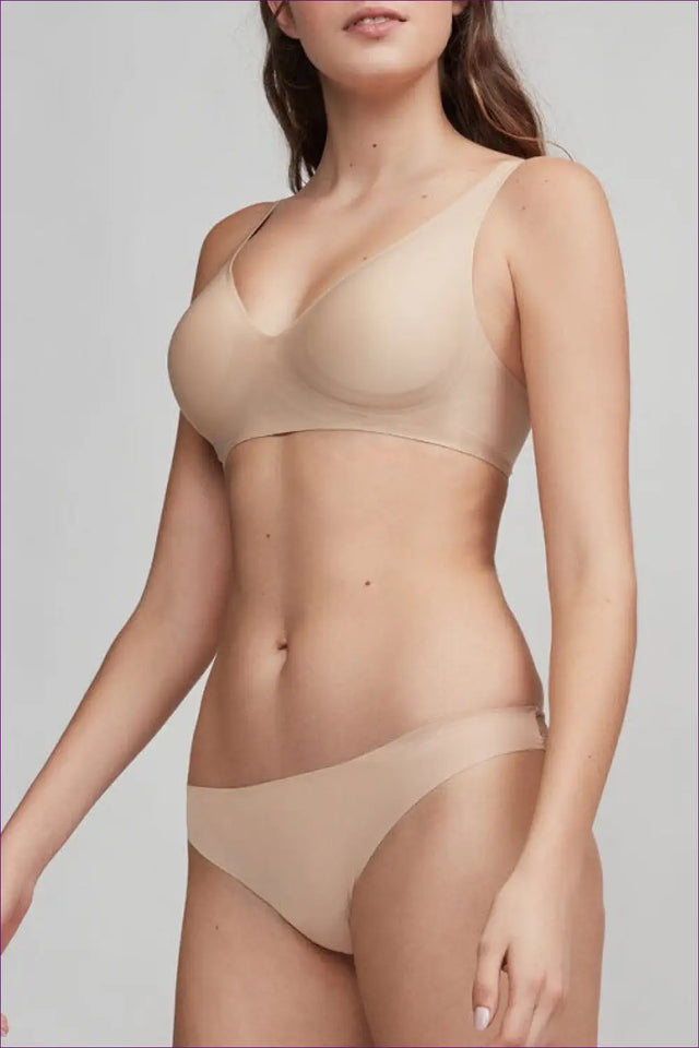 Seamless Triangle Bra Set with V Neck - Everyday Comfort