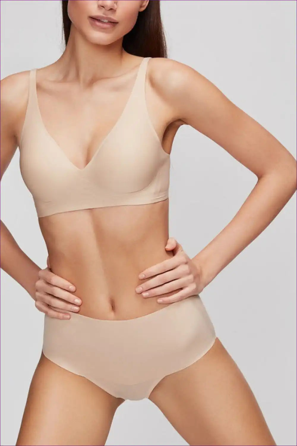 Seamless Wireless Bra and Brief Set with v Neck - Everyday Comfort for Set, Casual, Cotton, Everyday,