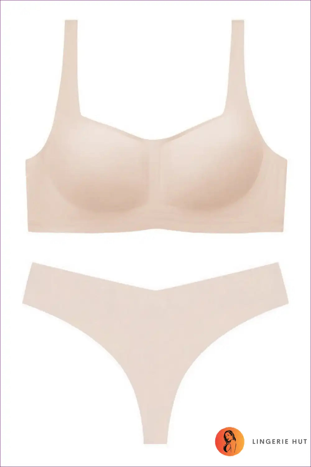 Seamless Wireless Bra Set with Scoop Neck - Everyday Ease for Set, Casual, Cotton, Everyday,