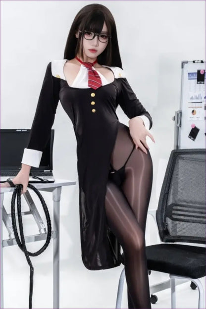 Secretary Costume with Sheer Leg Slit - Bold Office Command - just in • Party • Role Play • Theme Parties - Lingerie Hut