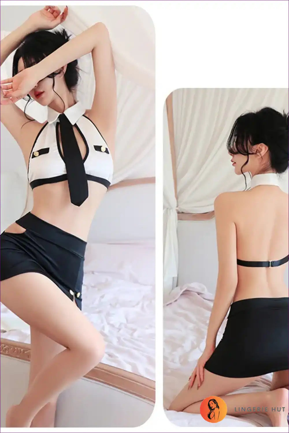 Secretary Uniform Cosplay Set with Tie Top - Effortless Boss Vibes for Boudoir, Costume, Crop, Date Night,