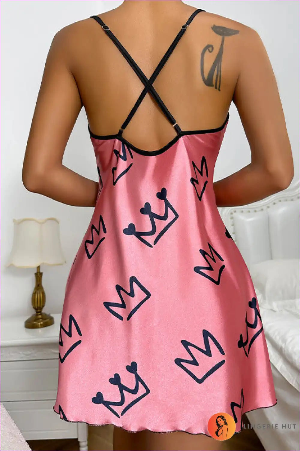 Embrace Summer Charm In Our Seductive Backless Cartoon Print Cami Dress. Thin Ice Silk Fabric, Playful Cartoon